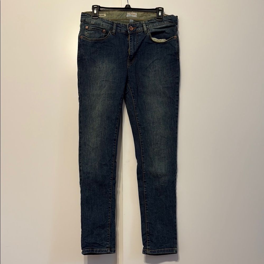 Weatherproof Blue Skinny Jeans with Faded Indigo Finish